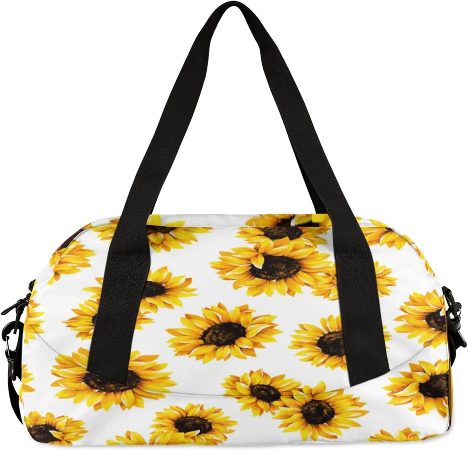 Sunflower Pattern Kids Duffel Bag Lightweight Waterproof Sports Gym Bag with Front Zipper Pocket Foldable Weekender Overnight Bag for School Practice Gymnastic Ballet