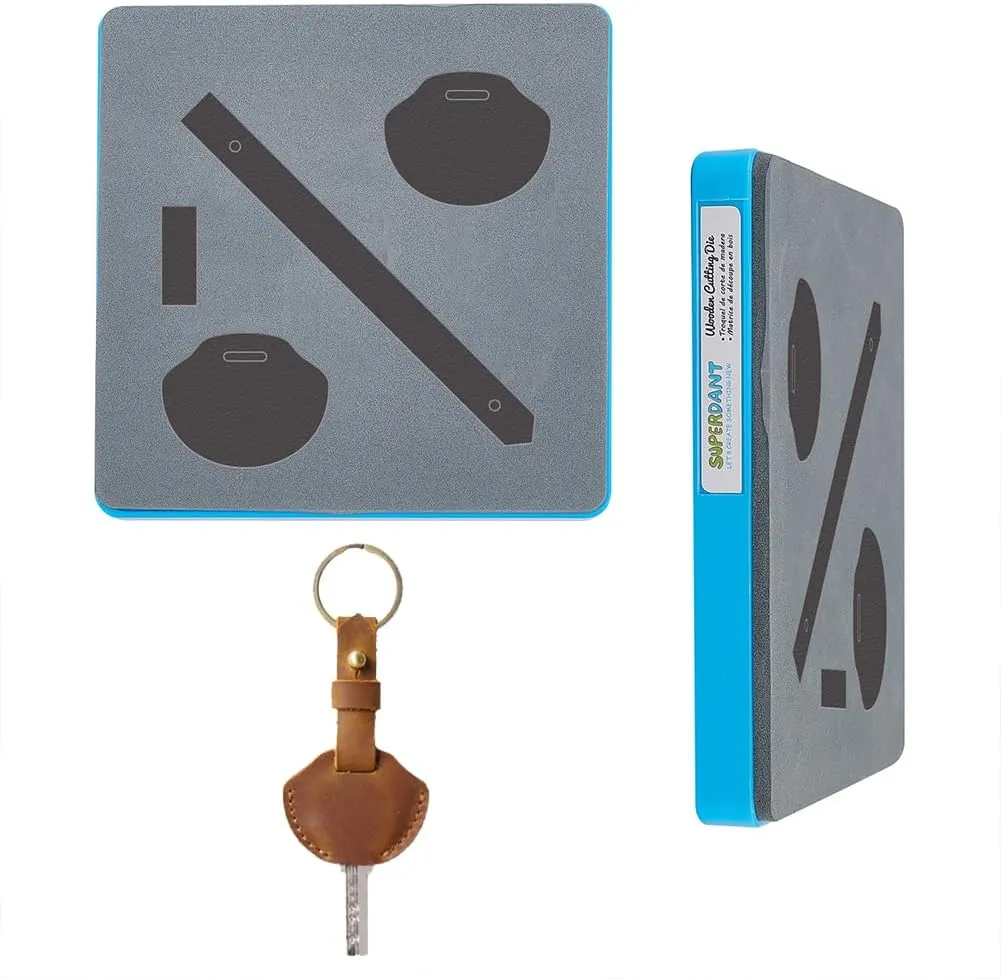 SUPERDANT Key Sleeve Leather Wooden Die Cut Key Covers Cutting Dies Leather Craft Cutting Machine Faux Leather Dies DIY Cutter for Keychain Backpacks Handbags Hanging Decoration Women Men Gifts