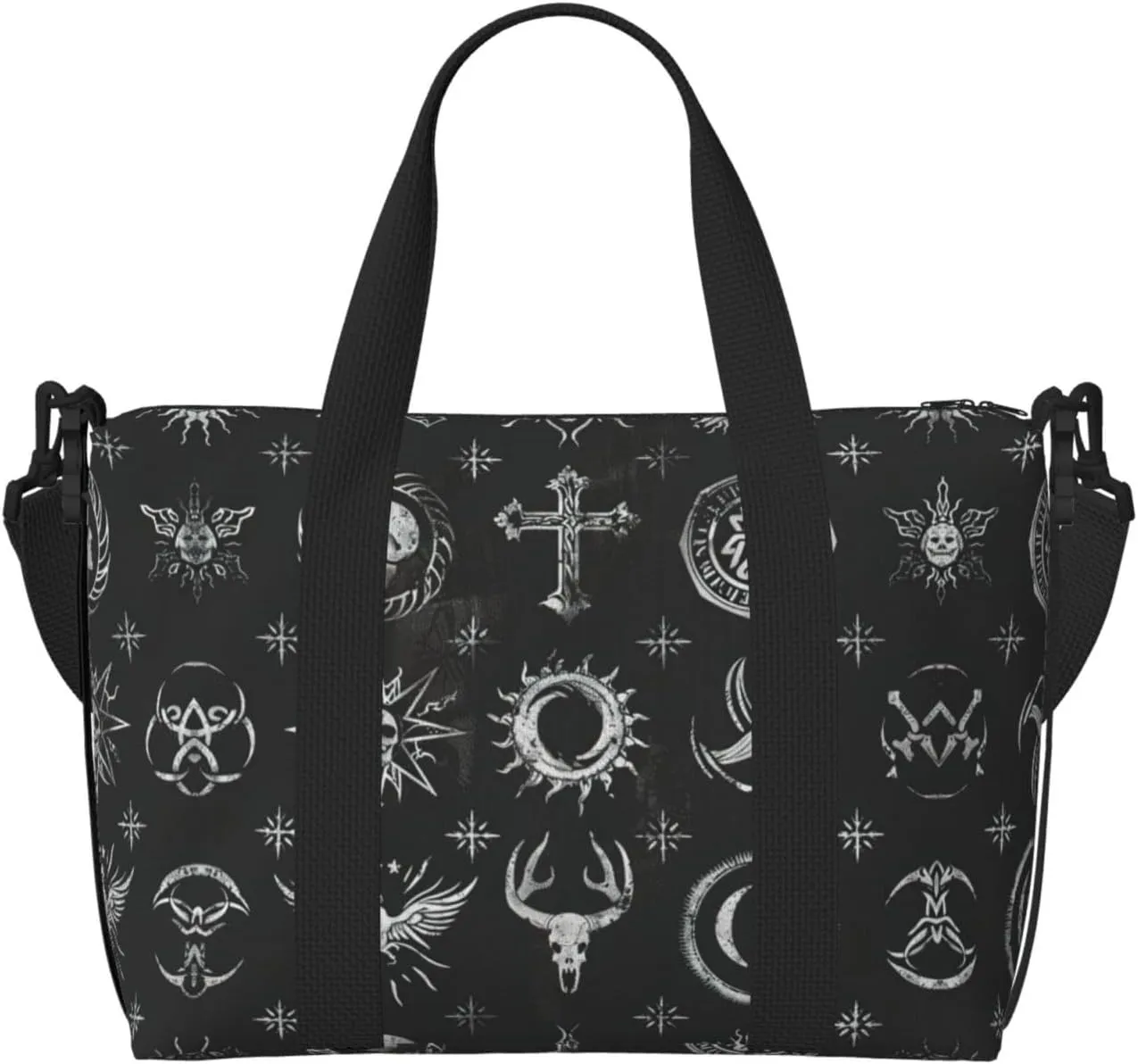 Supernatural Symbols Black print Travel Bags Large Crossbody Bags Shoulder Bags Carry-on Spacious Bags Gym Bags