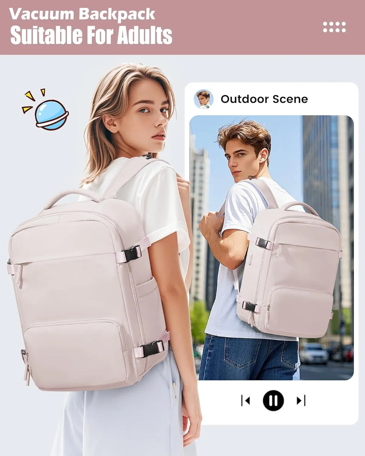 suradar Vacpack Backpack with Vacuum Seal Backpack Travel Airback Backpack with Pump Laptop Compression Backpacks