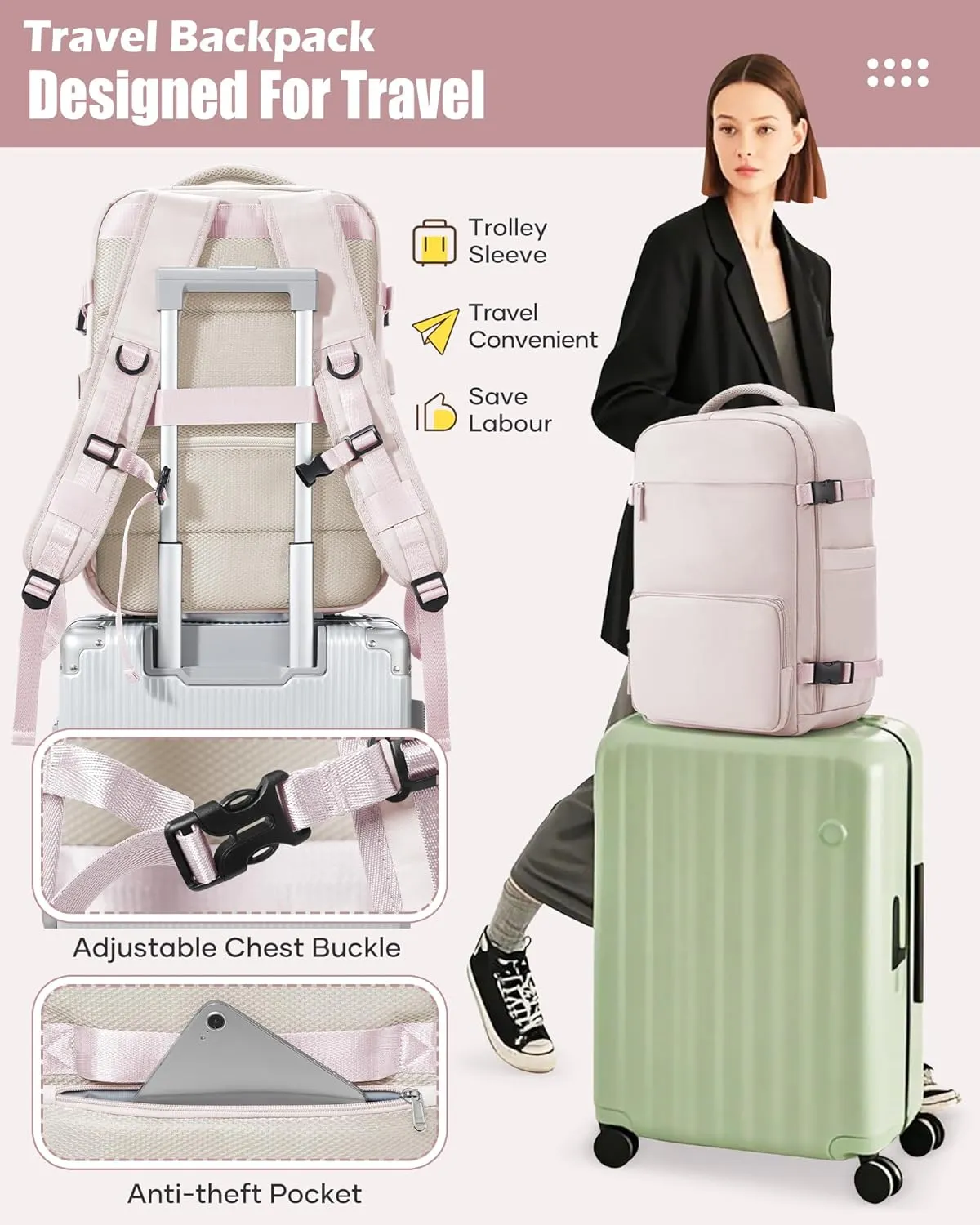 suradar Vacpack Backpack with Vacuum Seal Backpack Travel Airback Backpack with Pump Laptop Compression Backpacks