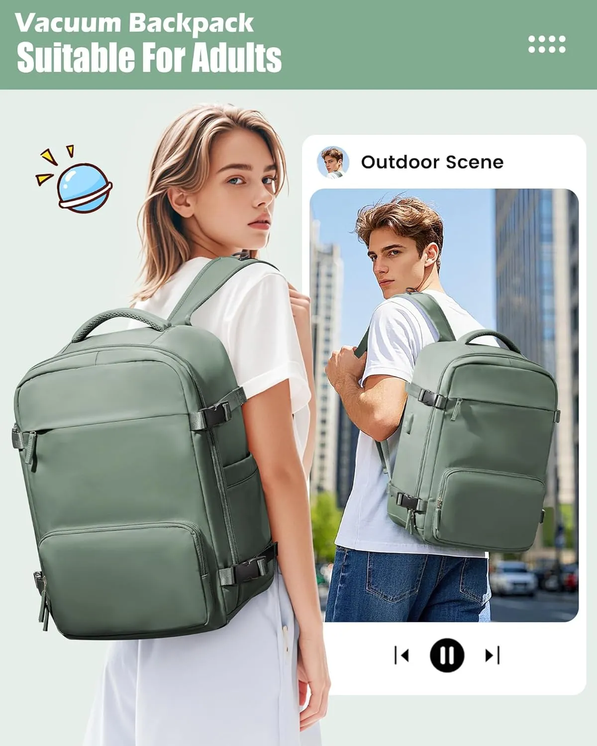 suradar Vacpack Backpack with Vacuum Seal Backpack Travel Airback Backpack with Pump Laptop Compression Backpacks