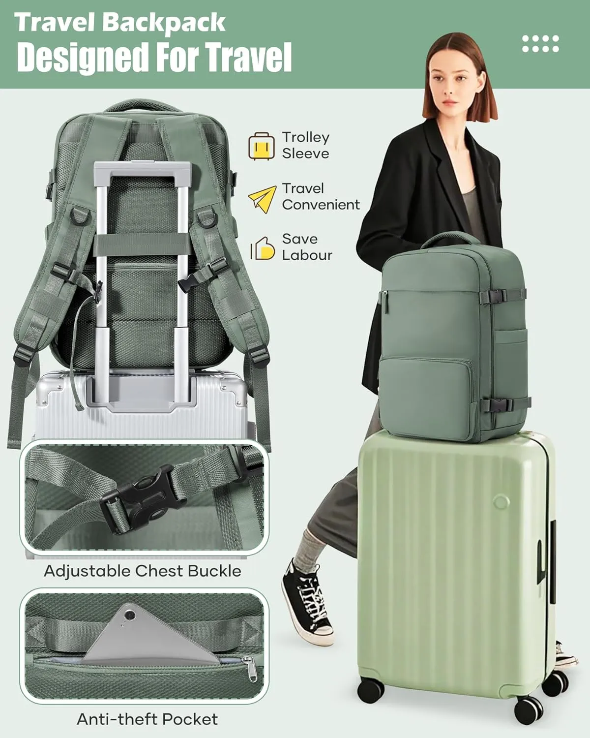 suradar Vacpack Backpack with Vacuum Seal Backpack Travel Airback Backpack with Pump Laptop Compression Backpacks