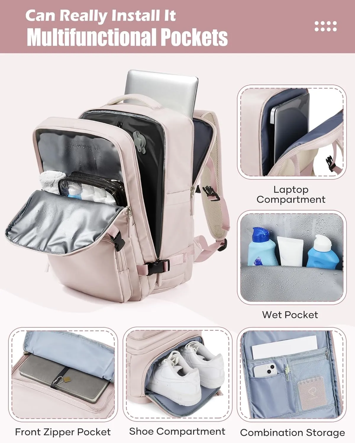 suradar Vacpack Backpack with Vacuum Seal Backpack Travel Airback Backpack with Pump Laptop Compression Backpacks