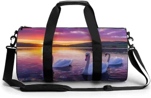 Swans In The Lake Landscape Gym Bag Lightweight Duffel Bag Workout Bag Overnight Backpack Travel Bags for Men Women