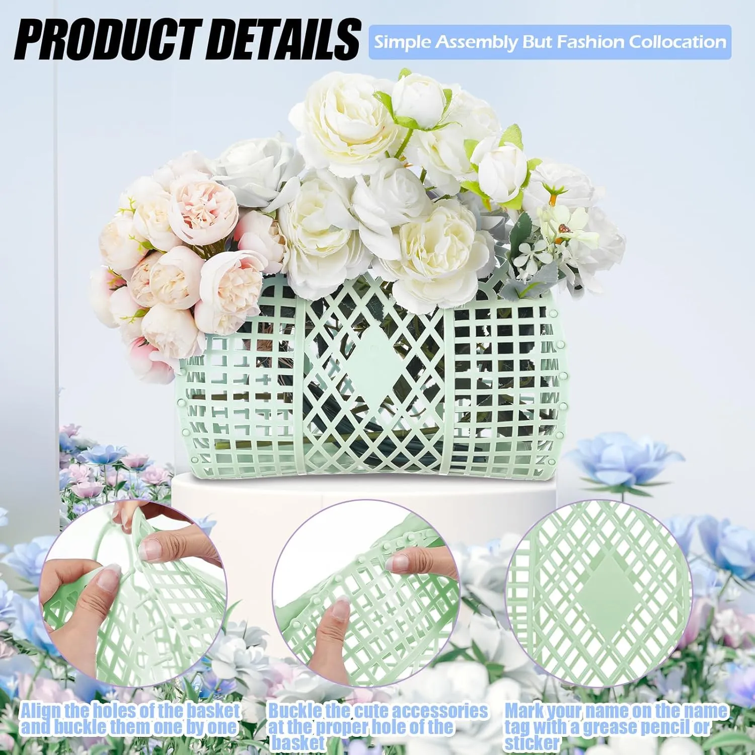 Sweetude 12 Pcs Jelly Bags with Sunglasses Jelly Purse Basket Reusable Tote Beach Handbags for Women Girls Kid