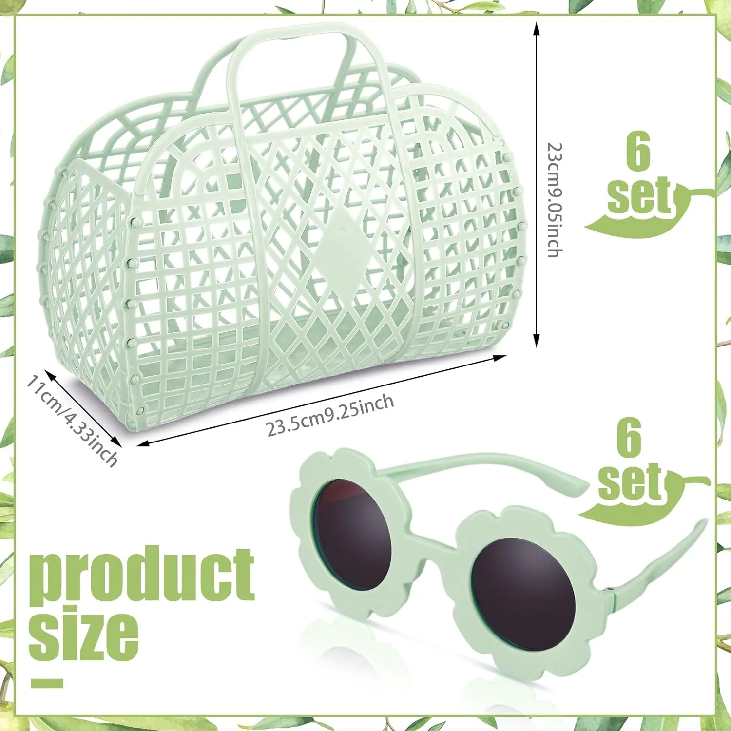 Sweetude 12 Pcs Jelly Bags with Sunglasses Jelly Purse Basket Reusable Tote Beach Handbags for Women Girls Kid