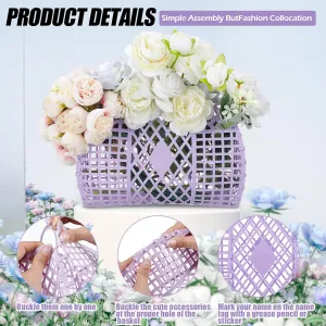 Sweetude 12 Pcs Jelly Bags with Sunglasses Jelly Purse Basket Reusable Tote Beach Handbags for Women Girls Kid