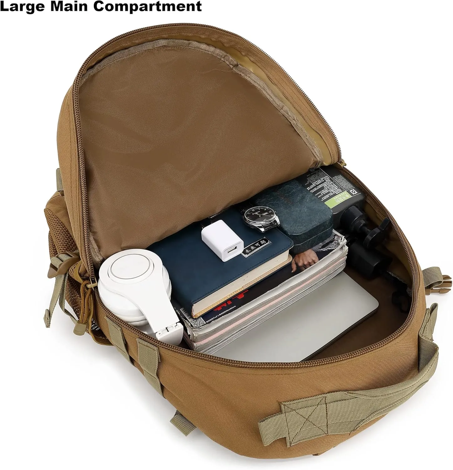 Tactical Backpack Boys School Backpacks Mens College Bookbags for Kids Teens Adults Camping Hiking Traveling (Khaki)