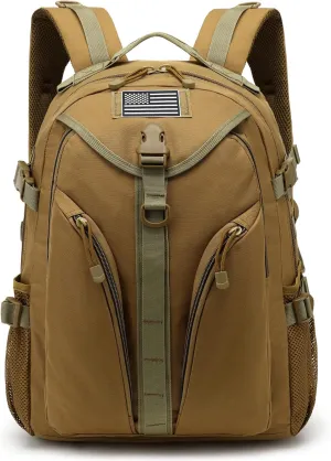 Tactical Backpack Boys School Backpacks Mens College Bookbags for Kids Teens Adults Camping Hiking Traveling (Khaki)