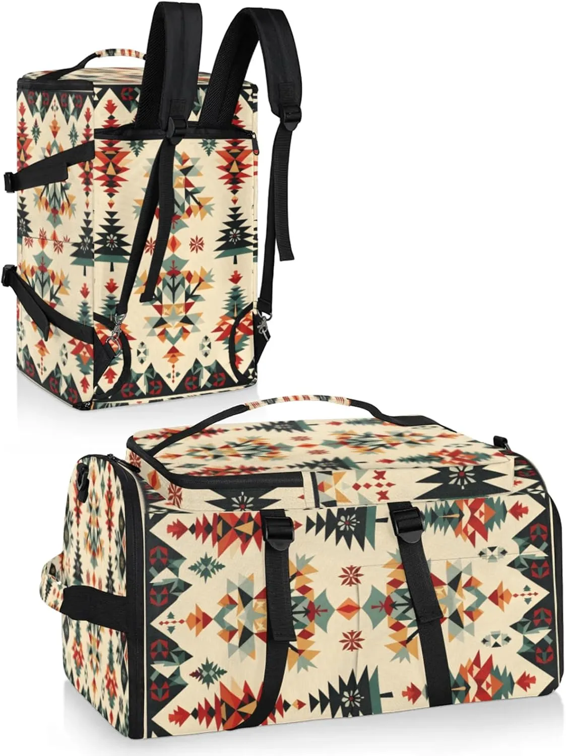 Tactical Sports Duffle Bag for Travel Waterproof Gym Bag with Shoe Compartment 48L Carry On Luggage for Men & Women 3-in-1 Durable Travel Luggage Boho Christmas