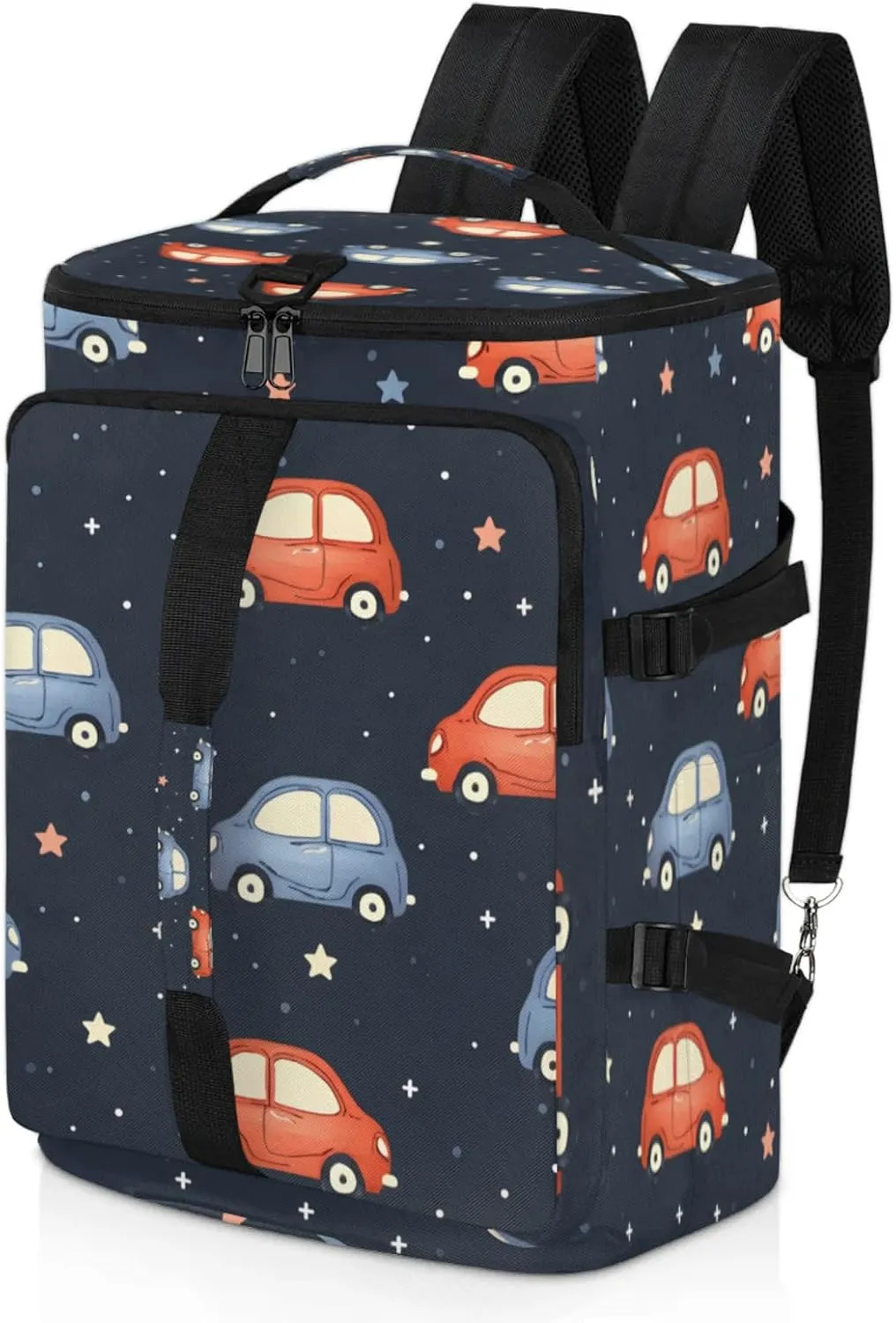 Tactical Sports Duffle Bag for Travel Waterproof Gym Bag with Shoe Compartment 48L Carry On Luggage for Men & Women 3-in-1 Durable Travel Luggage Cartoon Cars