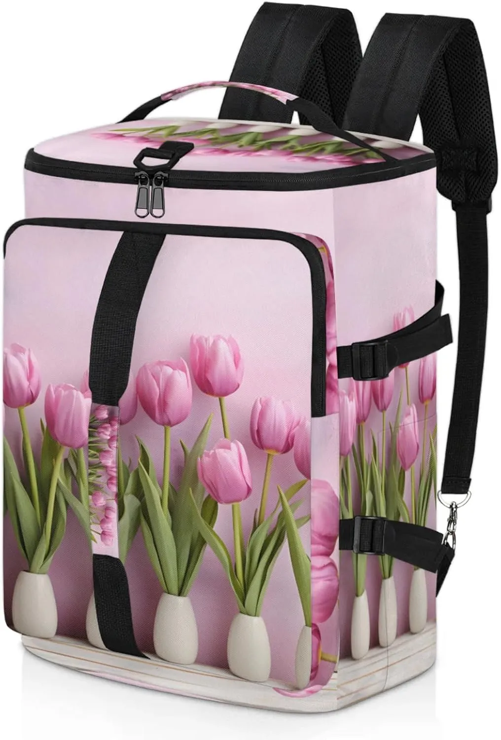 Tactical Sports Duffle Bag for Travel Waterproof Gym Bag with Shoe Compartment 48L Carry On Luggage for Men & Women 3-in-1 Durable Travel Luggage Jars Tulip Flower