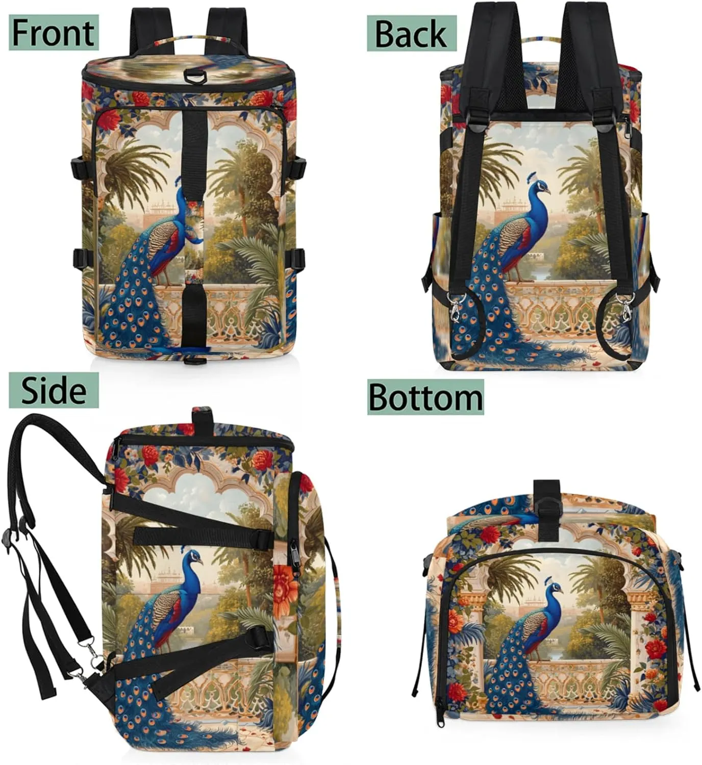 Tactical Sports Duffle Bag for Travel Waterproof Gym Bag with Shoe Compartment 48L Carry On Luggage for Men & Women 3-in-1 Durable Travel Luggage Noble Peacock