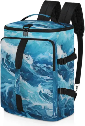 Tactical Sports Duffle Bag for Travel Waterproof Gym Bag with Shoe Compartment 48L Carry On Luggage for Men & Women 3-in-1 Durable Travel Luggage Turbulent Sea Waves