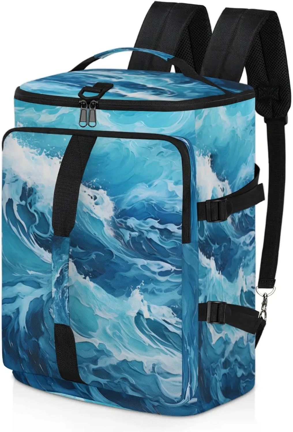 Tactical Sports Duffle Bag for Travel Waterproof Gym Bag with Shoe Compartment 48L Carry On Luggage for Men & Women 3-in-1 Durable Travel Luggage Turbulent Sea Waves