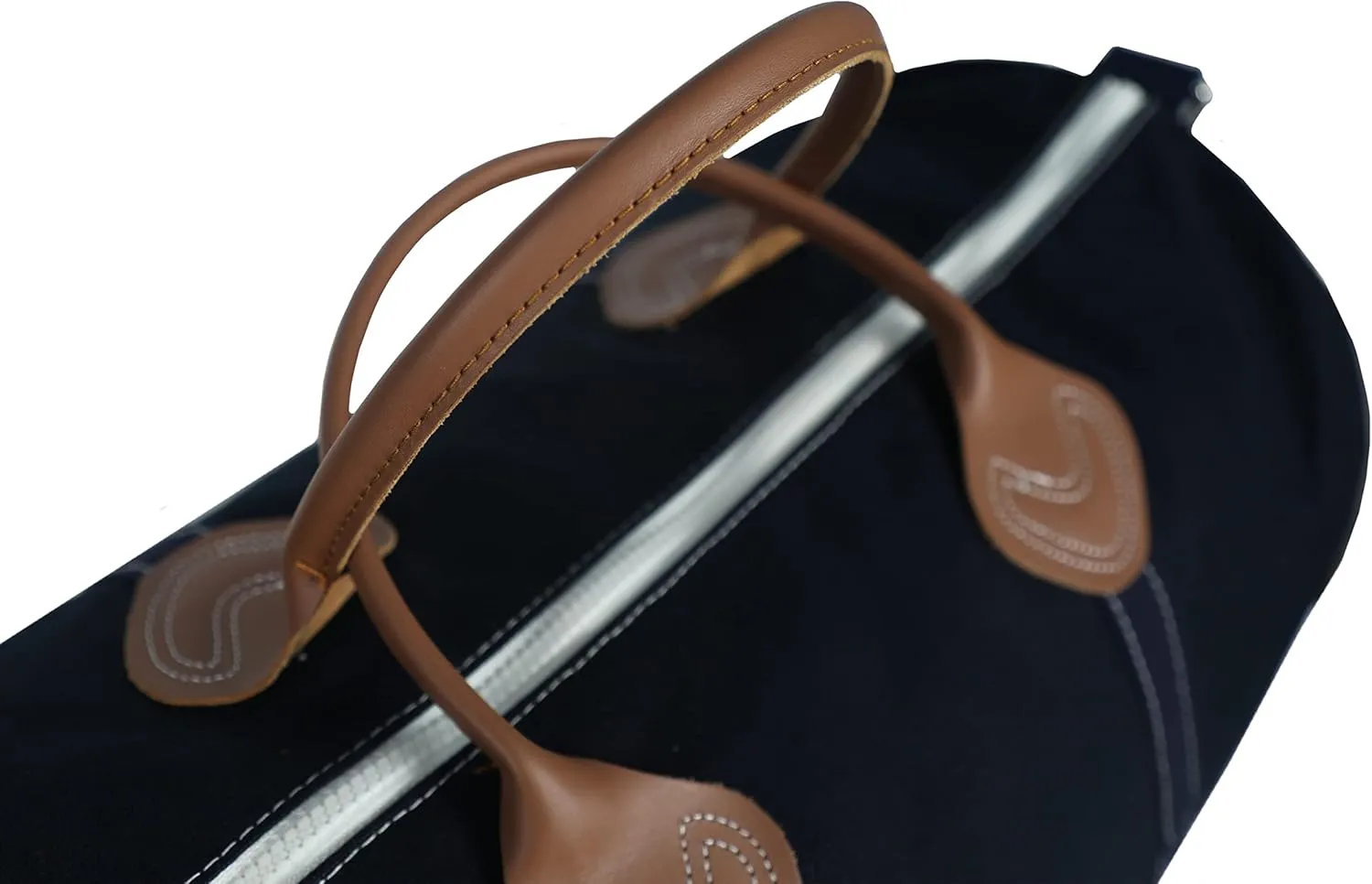 Tag&Crew Solid Round Duffle Unisex Carryon Handbag with Leather Handles Adjustable Shoulder Strap Metal Accessories Sturdy Zippers, Ideal for Gym Lovers Overnight Travels Mini Vacations - Navy