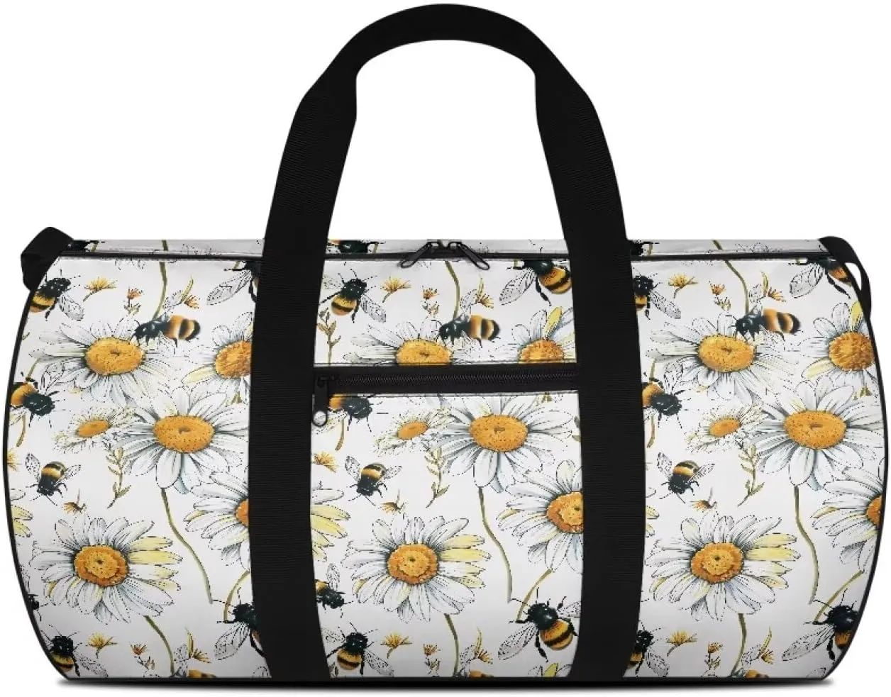 Talayituse Bee Daisy Print Gym Bag for Women Men Sturdy Weekender Bag Waterproof Sports Tote Gym Bag Zipper Overnight Bags Crossbody Bags for Travel Workout