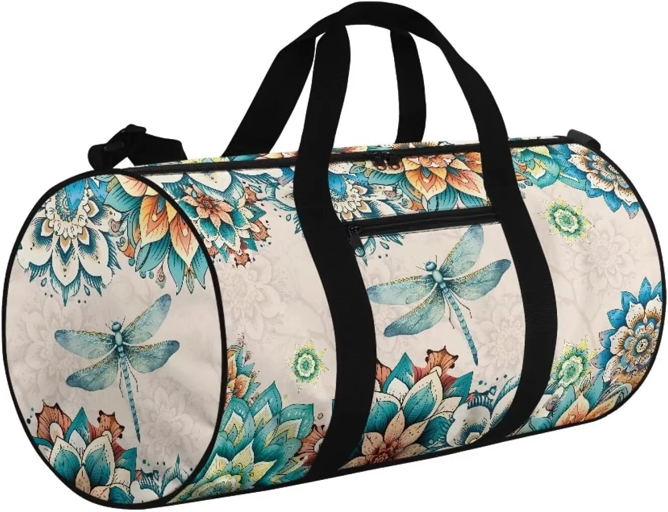 Talayituse Boho Mandala Dragonfly Print Gym Bag for Women Men Garment Duffel Bag with Front Zipper Pocket Sports Tote Bag Tear Resistant Workout Dance Bag Sturdy Yoga Bag for Fitness Travel