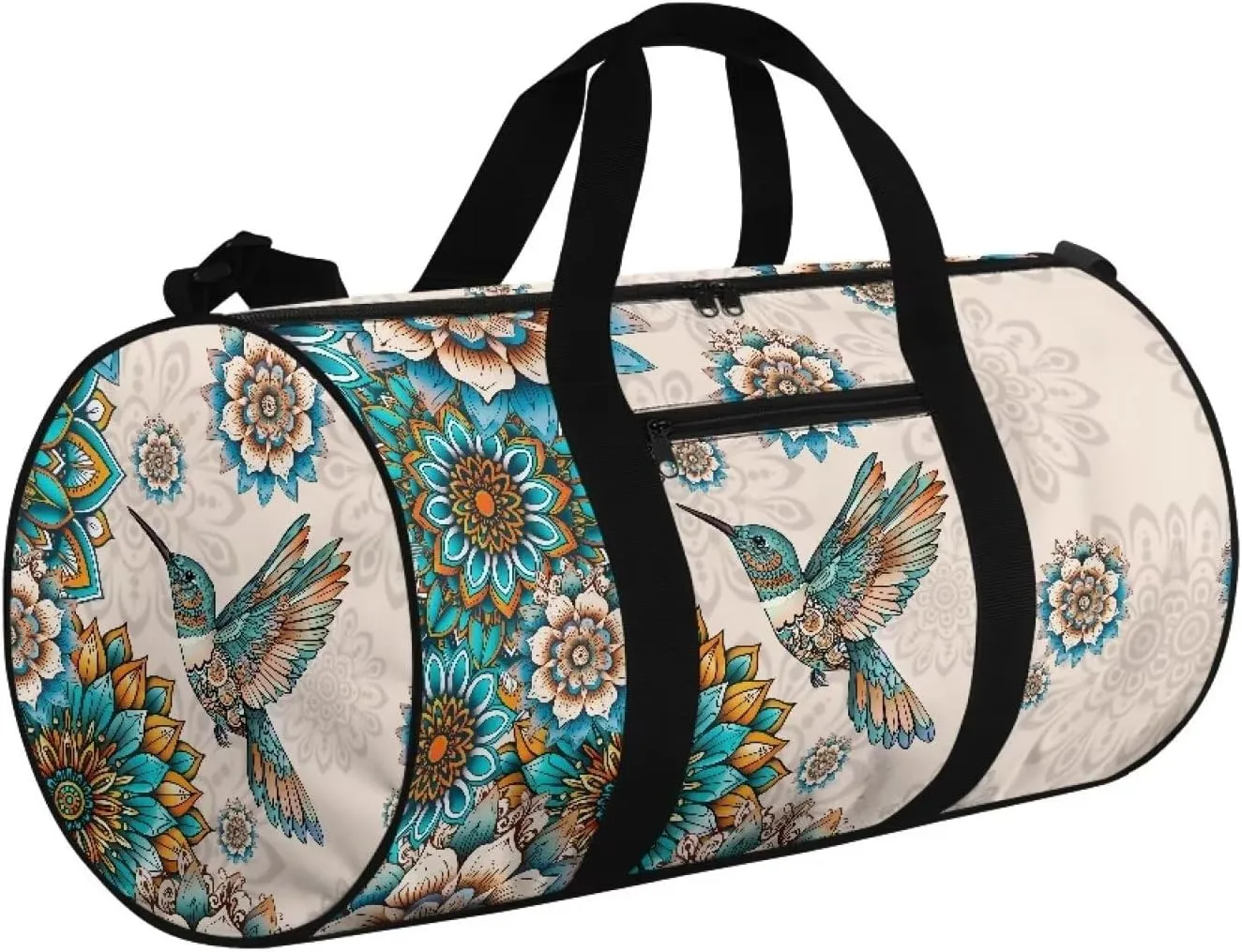 Talayituse Boho Mandala Hummingbird Print Duffel Bag for Women Lightweight Gym Bag Sports Duffel Bag Crossbody Gym Yoga Bag Zipper Overnight Weekender Bag Toiletry Bag for Travel Fitness Workout