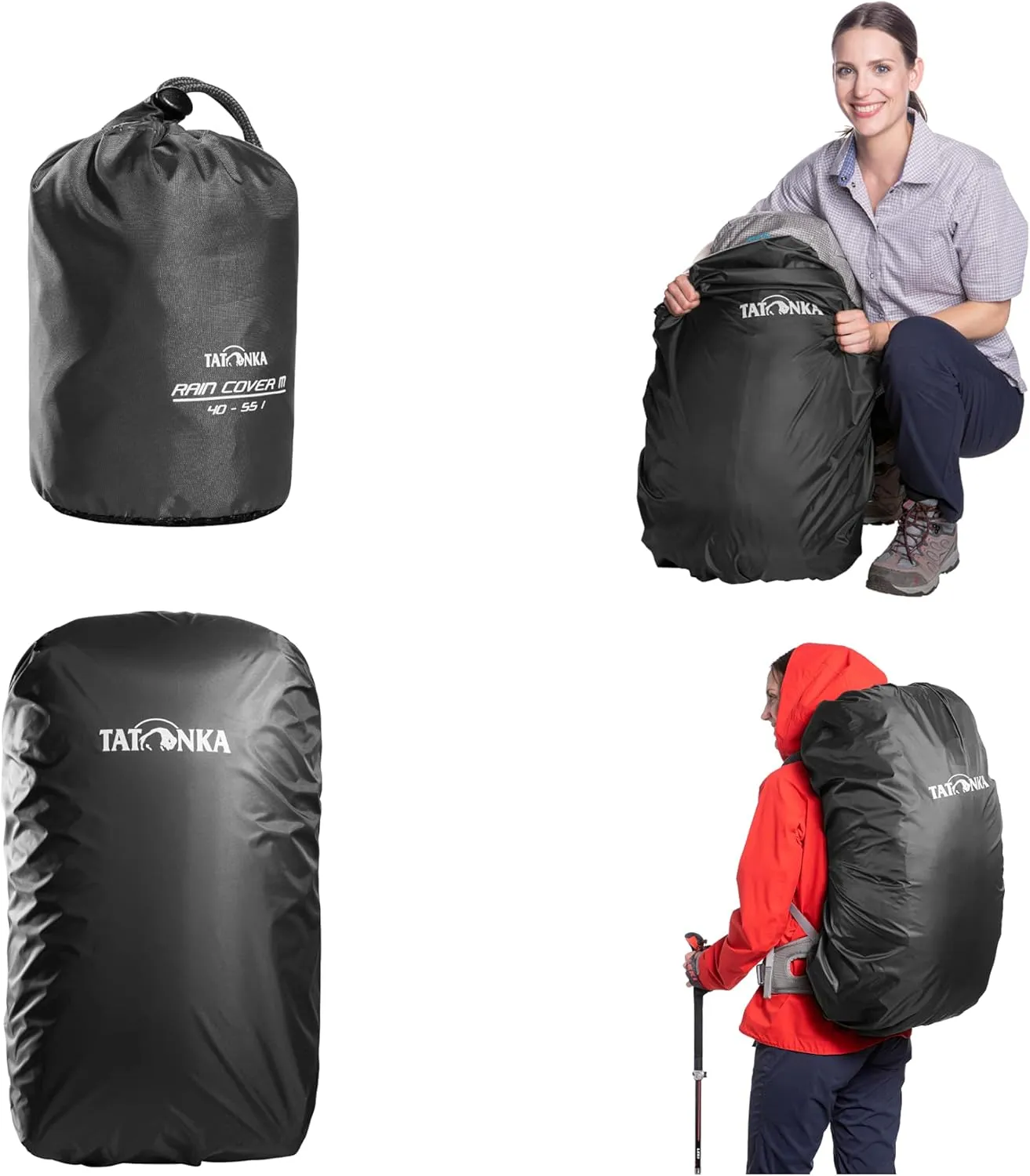 Tatonka Lightweight rain Cover for Backpacks of 40-55 litres Volume, Black, l