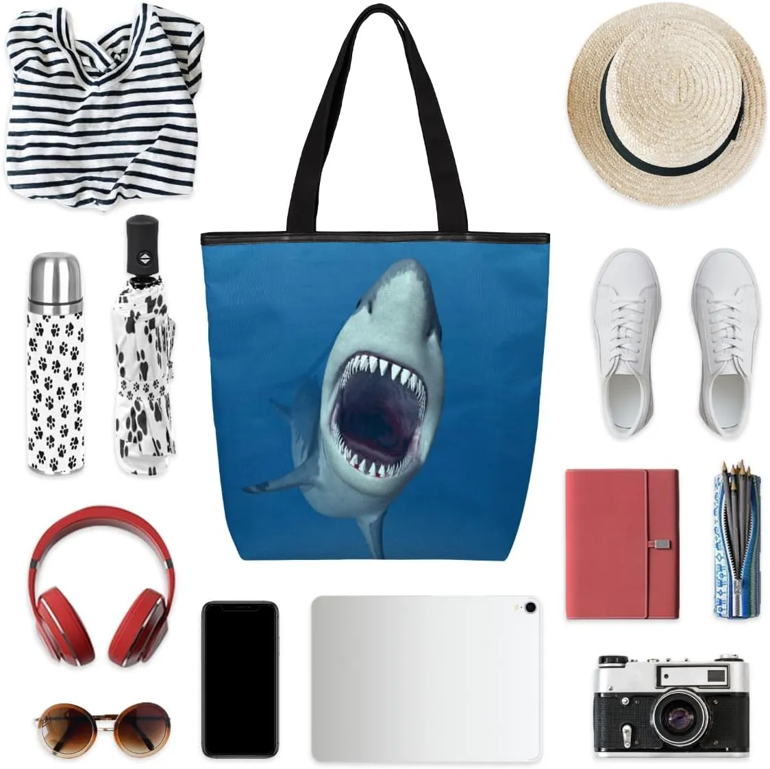 Tavisto Canvas Tote Bag,Sea Turtle Grocery Shopping Bags 11"x13.6"x4" Durable