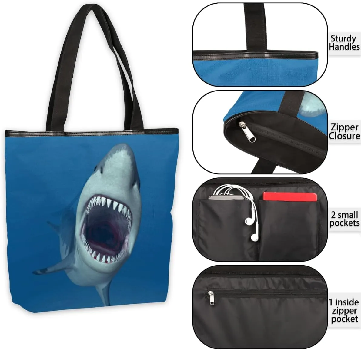 Tavisto Canvas Tote Bag,Sea Turtle Grocery Shopping Bags 11"x13.6"x4" Durable