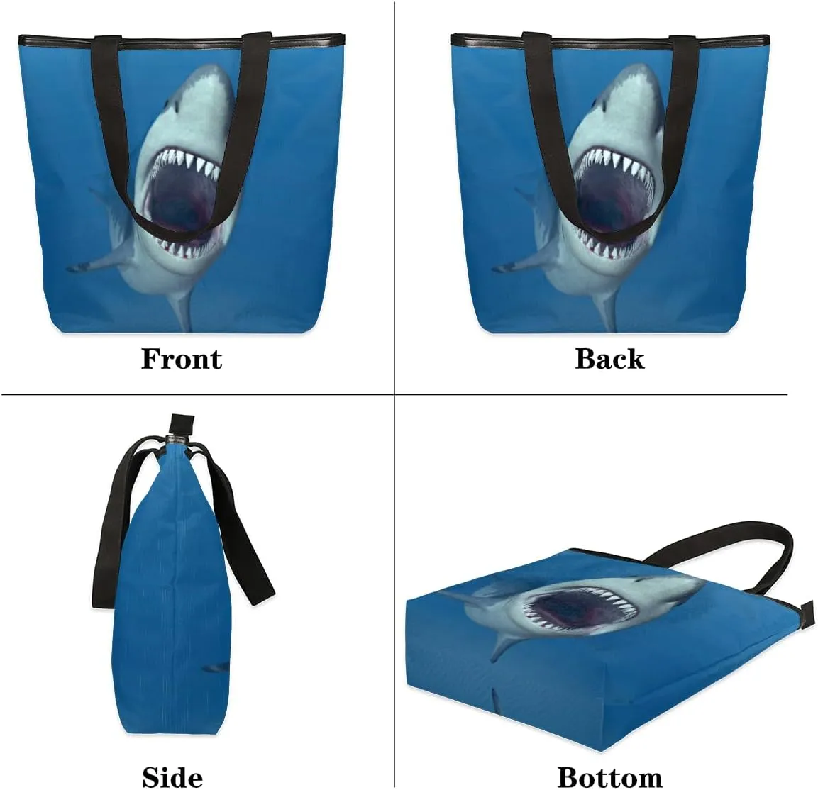 Tavisto Canvas Tote Bag,Sea Turtle Grocery Shopping Bags 11"x13.6"x4" Durable