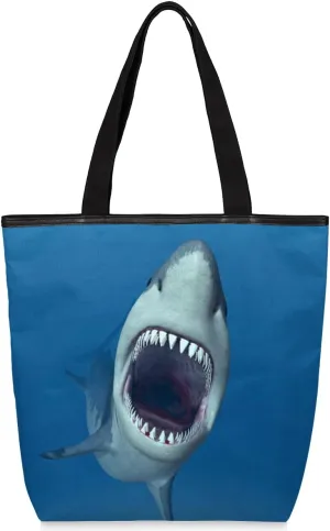 Tavisto Canvas Tote Bag,Sea Turtle Grocery Shopping Bags 11"x13.6"x4" Durable