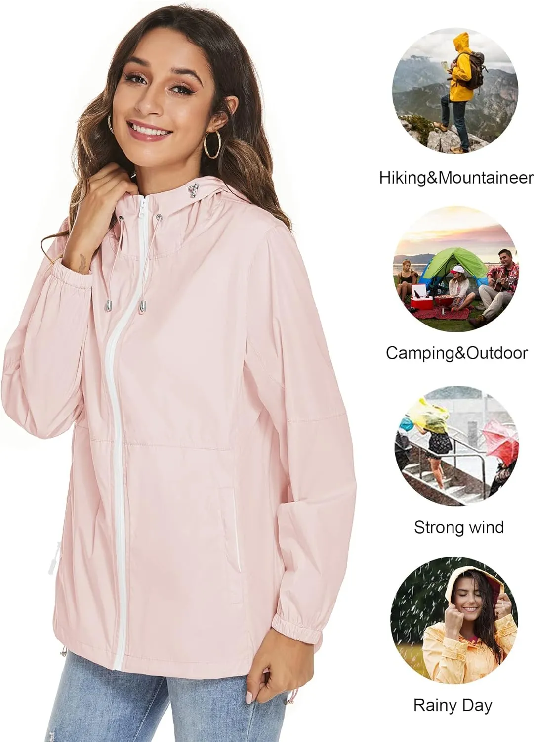TCOT Womens Rain Jackets Waterproof Windbreaker Jackets lightweight Portable Rain Coat