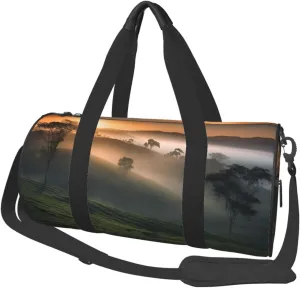 Tea Field Travel Duffle Bag Carry On Weekender Overnight Bag Sport Gym Bag for Women Men Foldable Travel Duffle Round Duffle Bag for Travel Sports Gym