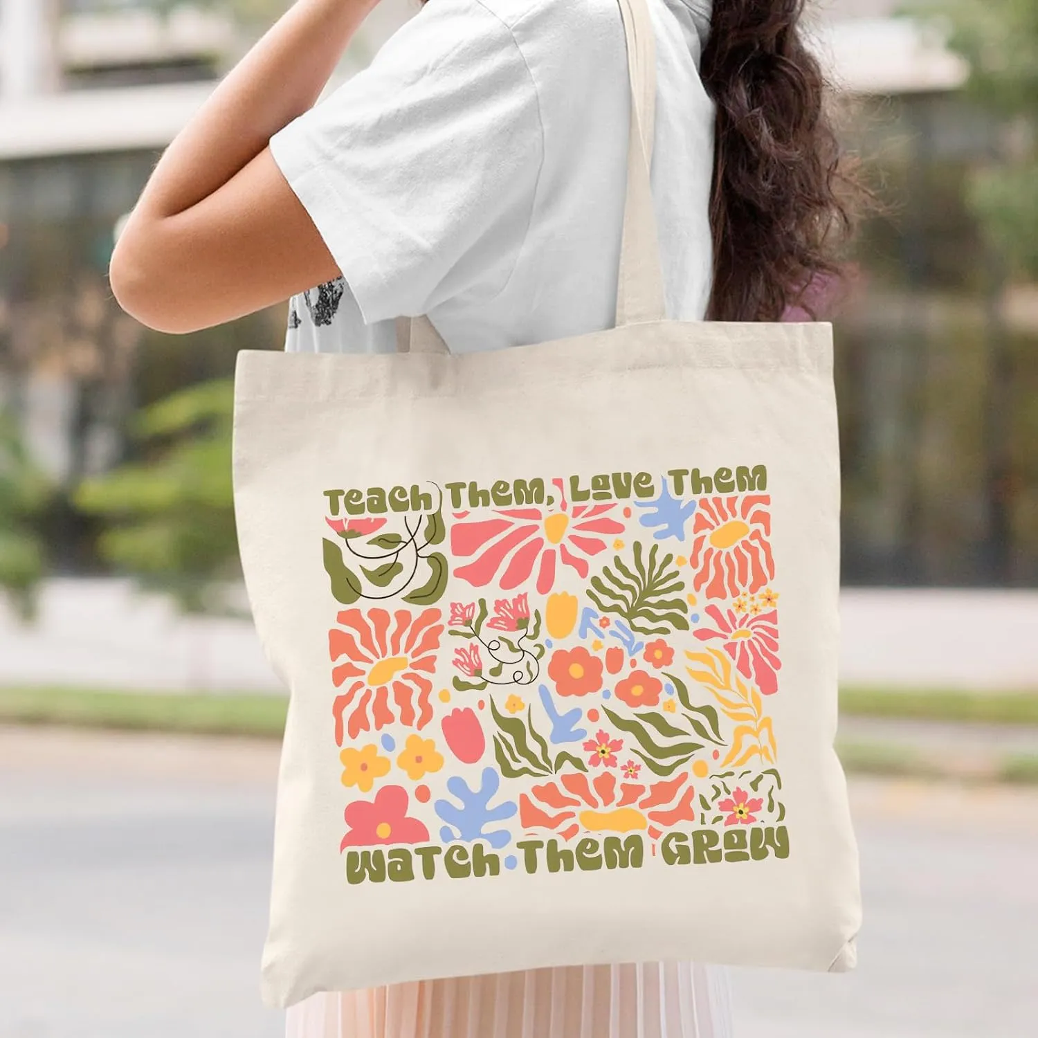 Teacher Appreciation Gifts School Canvas Tote Bags Aesthetic Travel Beach Bag Summer Reusable Grocery Shopping Bag
