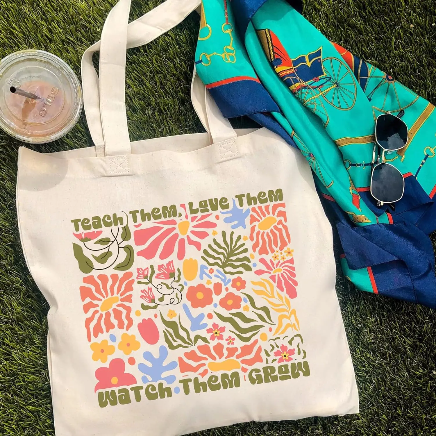 Teacher Appreciation Gifts School Canvas Tote Bags Aesthetic Travel Beach Bag Summer Reusable Grocery Shopping Bag