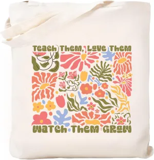 Teacher Appreciation Gifts School Canvas Tote Bags Aesthetic Travel Beach Bag Summer Reusable Grocery Shopping Bag