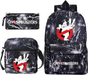 Teen Ghostbusters 3 in 1 Backpack Sets-Large Capacity Travel Knapsack Waterproof Bookbag Shoulder Bag Mini Case