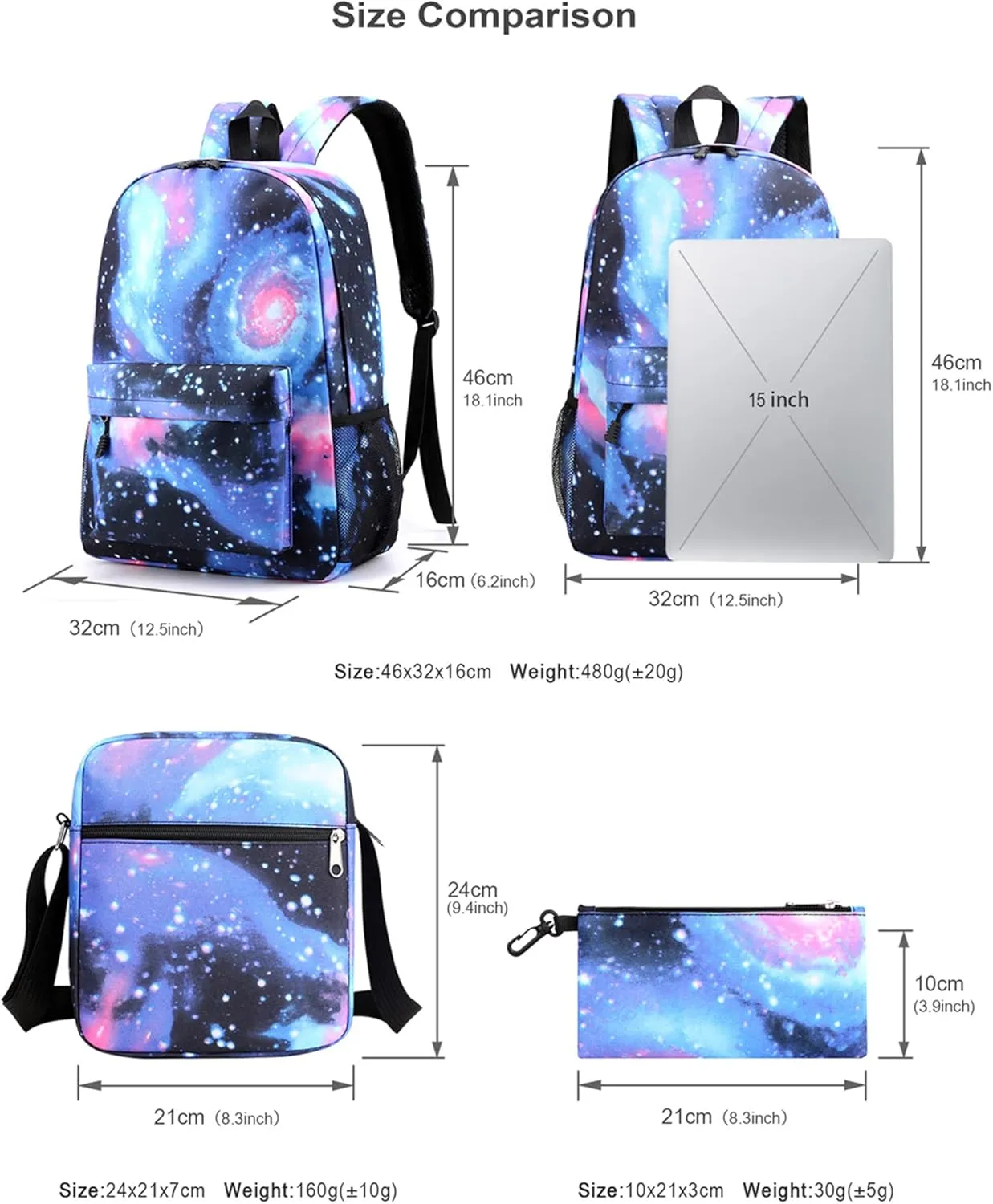 Teen Ghostbusters 3 in 1 Backpack Sets-Large Capacity Travel Knapsack Waterproof Bookbag Shoulder Bag Mini Case