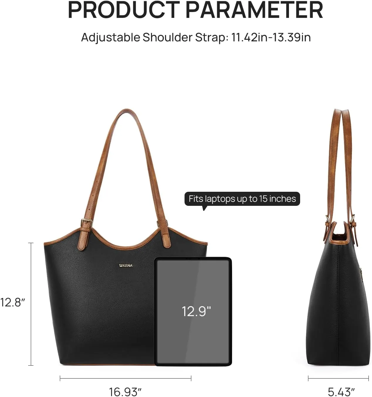 Telena Leather Tote Bag for Women Waterproof Woven Womens Tote Purse and Handbags for Work Travel Shopping