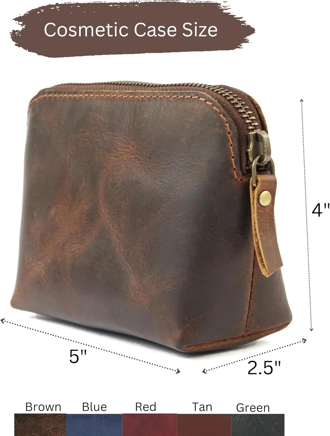 The Antiq Leather Cosmetic Bags Make Up Bags for Women - Handmade Makeup Case Small Makeup Bags Jewelry Coin Pouch, Toiletry Bag for Men, Travel Cosmetic Pouch For Purse- Forest Green