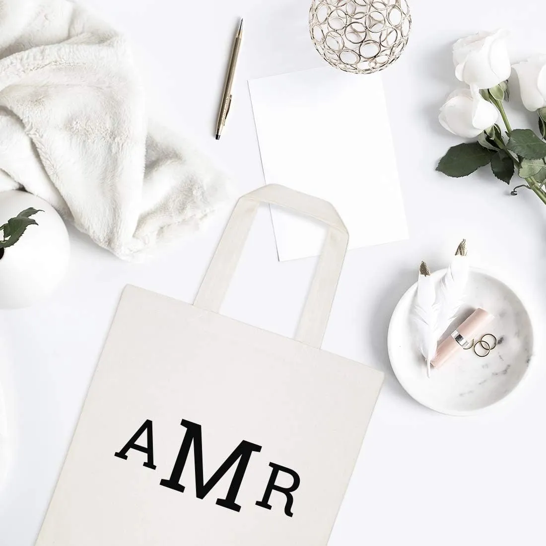 The Cotton & Canvas Co. Personalized Name Beach, Shopping and Travel Resusable Shoulder Tote and Handbag