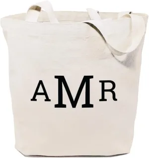 The Cotton & Canvas Co. Personalized Name Beach, Shopping and Travel Resusable Shoulder Tote and Handbag