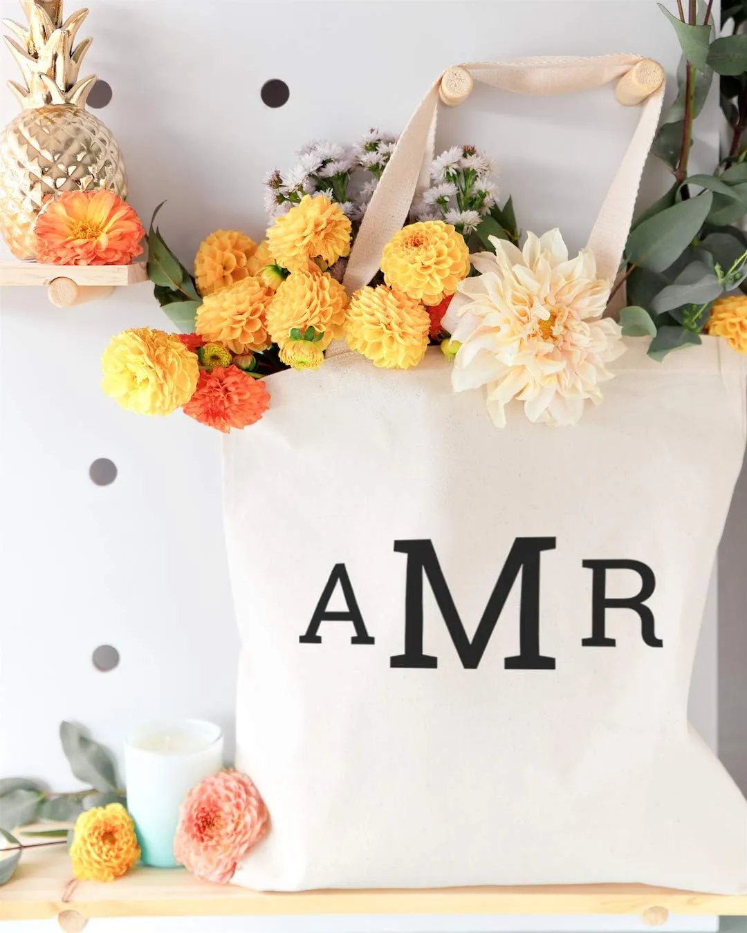 The Cotton & Canvas Co. Personalized Name Beach, Shopping and Travel Resusable Shoulder Tote and Handbag