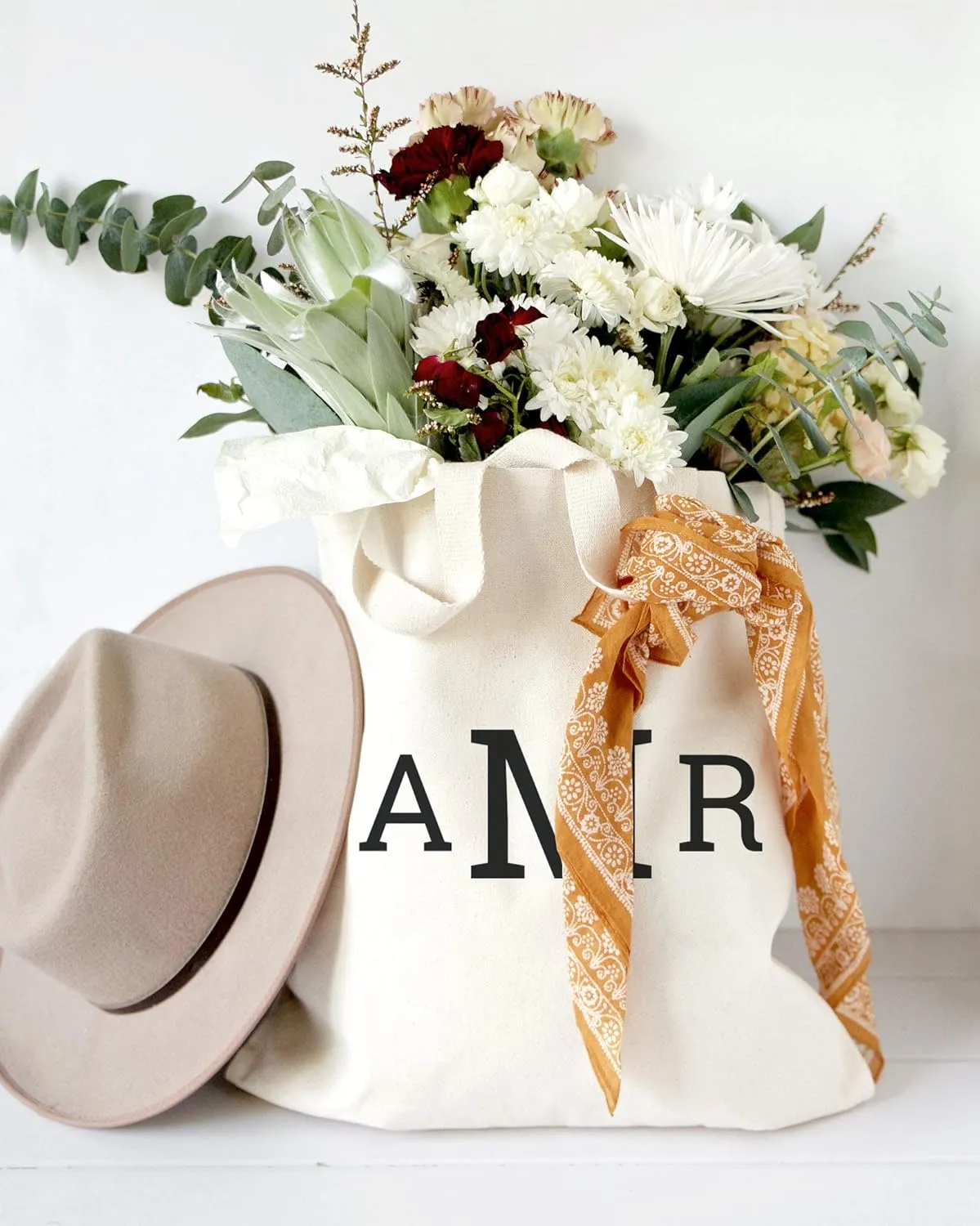 The Cotton & Canvas Co. Personalized Name Beach, Shopping and Travel Resusable Shoulder Tote and Handbag