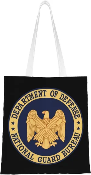 The Official seal of the National Guard Bureau Tote Bag for Women Canvas Shopping Bags Reusable Beach Bag Grocery Bags Tote Shoulder Bag Gift Bags
