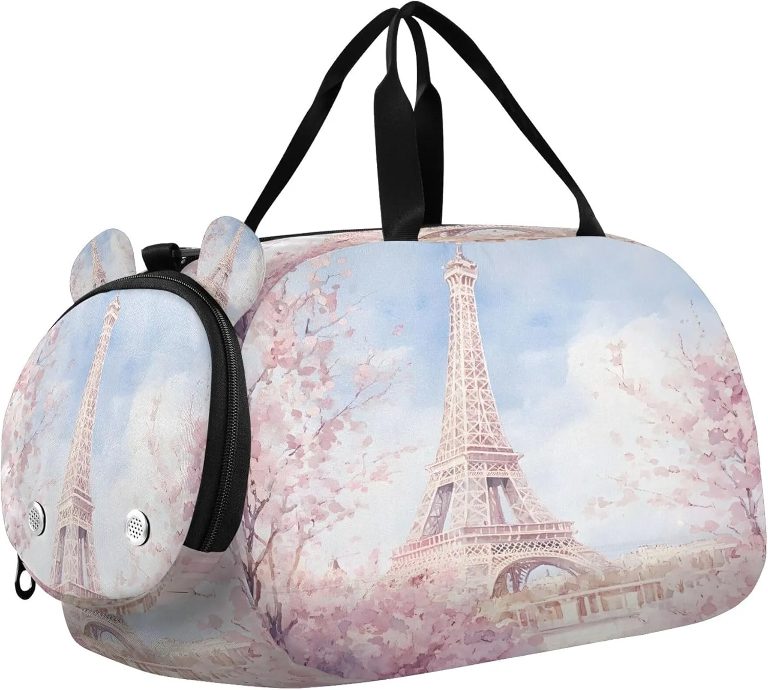 The Paris Tower Kids Overnight Sports Duffel Bags with Shoe Compartment & Wet Pocket Travel Sport Gym Bag for Girls Boys