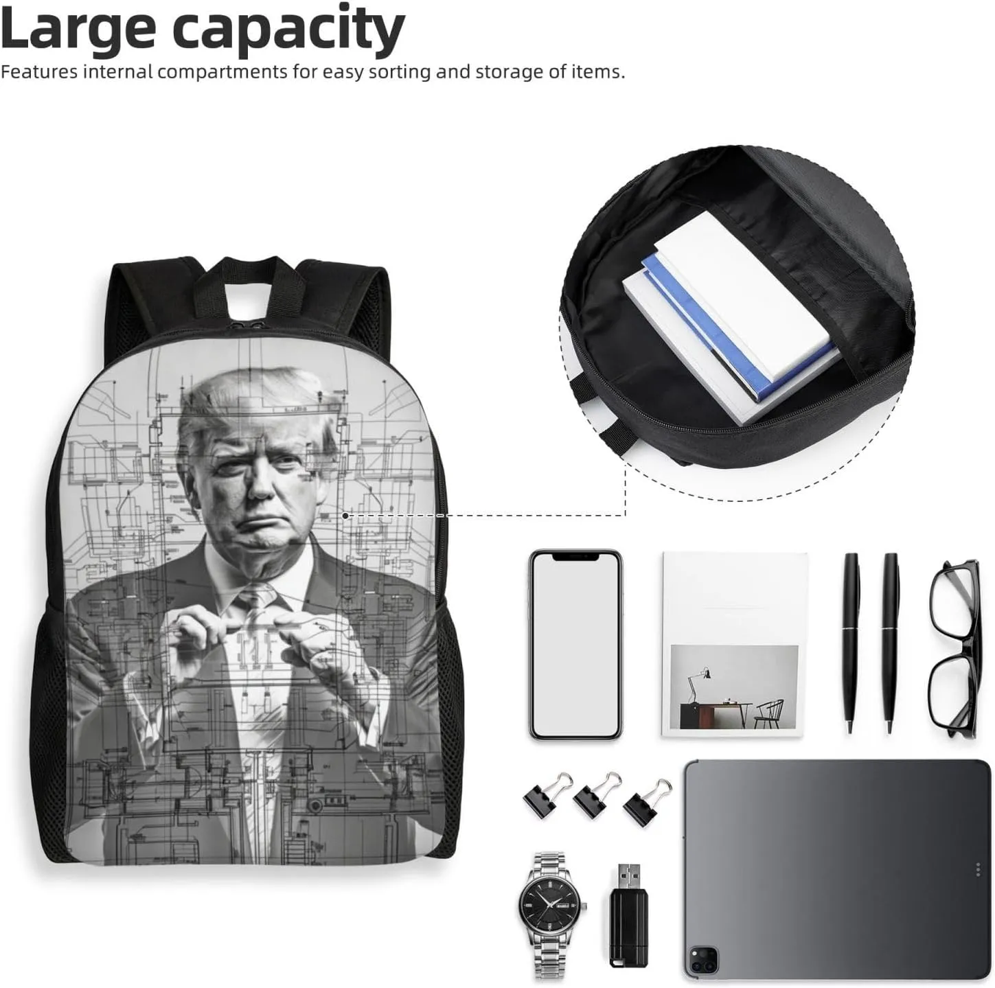 Thinking About Trump Backpack Waterproof Anti Theft Durable Light Laptop Bag Backpacks For Women Men Travel Gym Backpack