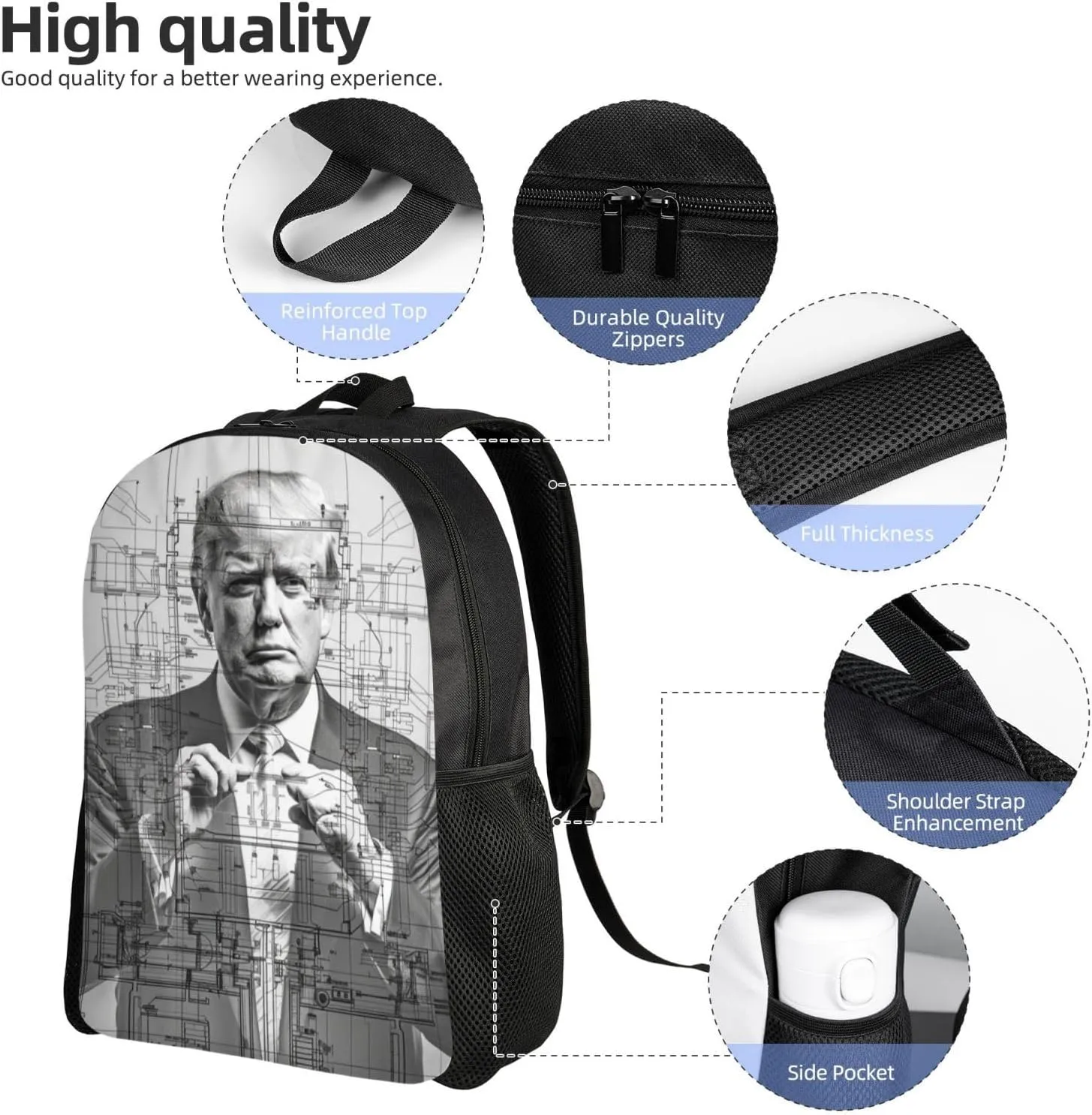 Thinking About Trump Backpack Waterproof Anti Theft Durable Light Laptop Bag Backpacks For Women Men Travel Gym Backpack