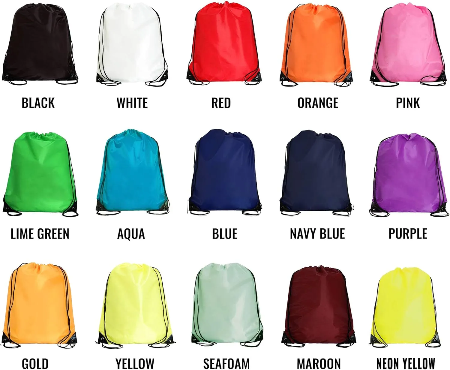 Threadart Drawstring Backpacks - Pack of 10 - Grey | Sports Cinch Sack String Backpack | For Gym, Storage, & Travel | Large 15" x 18.5" Size
