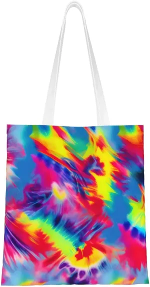 Tie Dye Pattern Print Canvas Tote Bag Reusable Shoulder Shopping Bags For Daily Use Shopping Travel