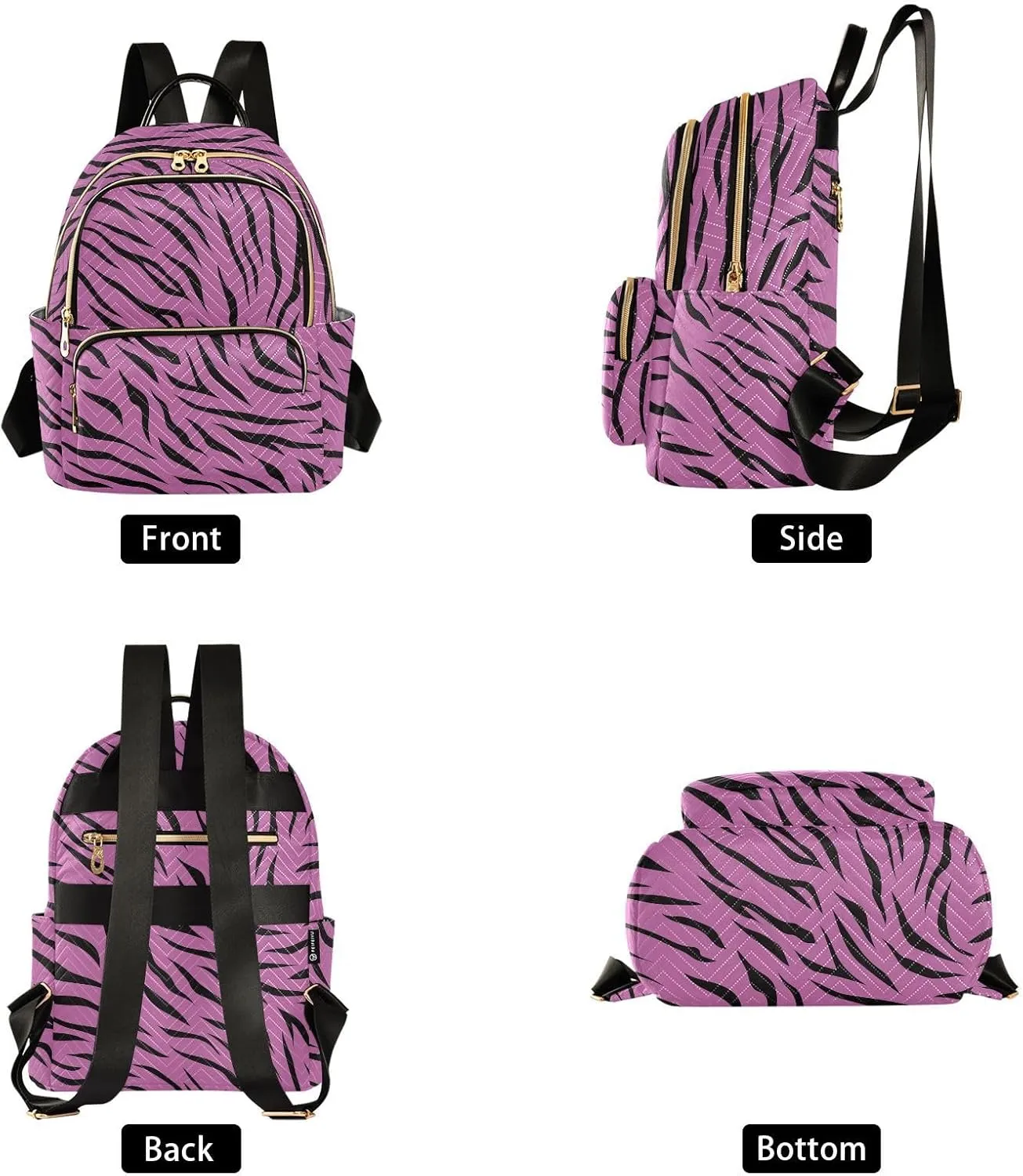 Tigers Stripe Magenta Backpack Purse for Women Girls Fashion Ladies Small Back Pack Purse for Traveling Work College M