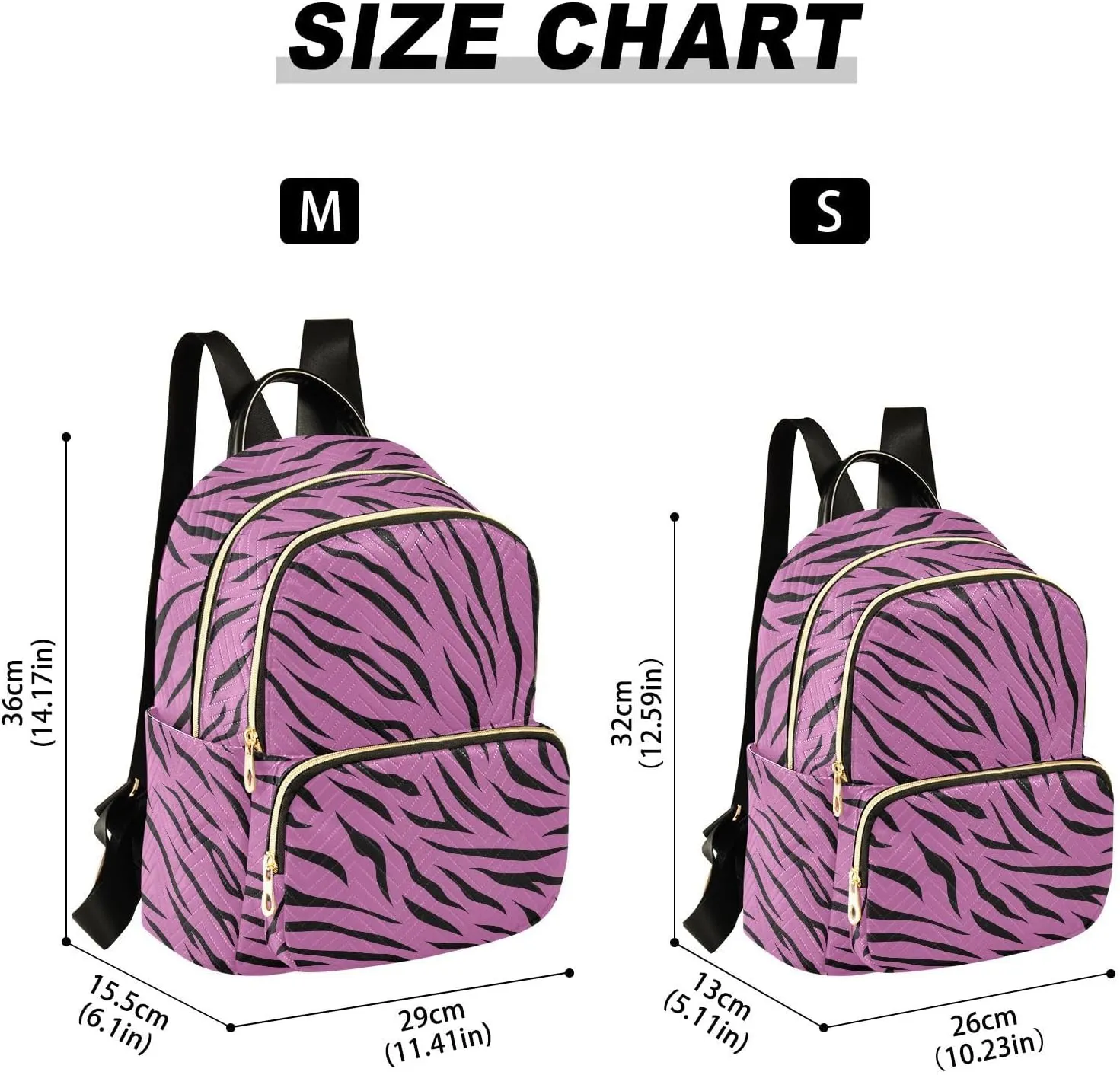 Tigers Stripe Magenta Backpack Purse for Women Girls Fashion Ladies Small Back Pack Purse for Traveling Work College M